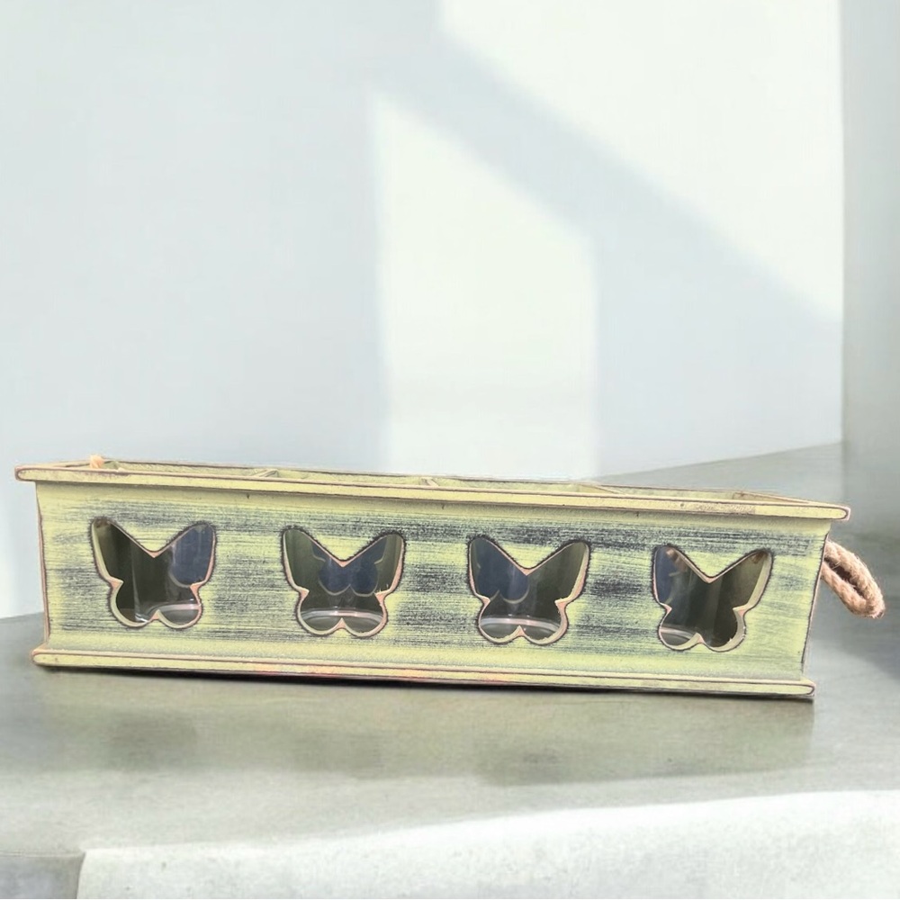Wooden Butterfly Candle Decor, Votive Or Tealight